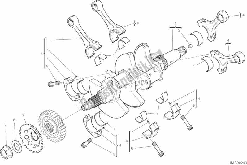 All parts for the Connecting Rods of the Ducati Superbike Panigale V4 S Thailand 1100 2019